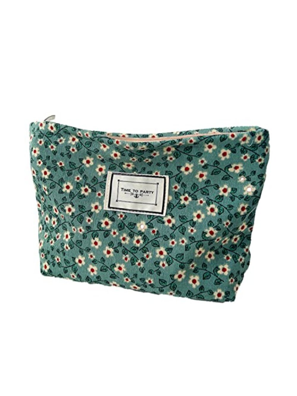 Faux Leather Floral Cosmetic Bag Travel Makeup Organizer Zip Pouch